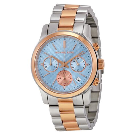 michael kors watch runway blue|Michael Kors black chronograph watch.